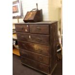 Victorian pine chest of two short above four long drawers and Edwardian inlaid coal box (2).