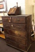 Victorian pine chest of two short above four long drawers and Edwardian inlaid coal box (2).