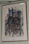 John Uzzell Edwards, Pithead, watercolour, signed lower right, 59cm by 38cm,