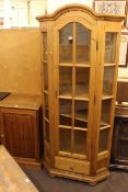 Pine corner display cabinet, pine pedestal cupboard and two door wall cabinet (3).