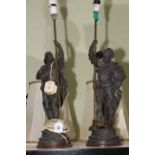 Pair of spelter lamps, 66cm high.