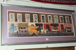 Framed print, Row of Georgian Town House Shops.