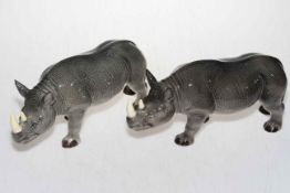 Two Melba ware rhinos.