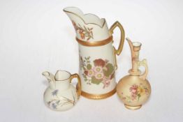 Three Royal Worcester pieces, jug 1438, long spout 783 and water jug 23cm high.