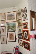 Collection of seventeen framed paintings and prints including landscape watercolours, Chinese, etc.