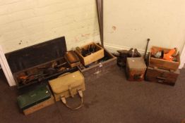 Collection of various tools including vice, clamps, saws, plane, spanners, etc.