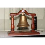 Ships bell engraved 'Metal from HMS Tiger, Jutland 1916', 35cm high.