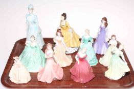 Ten various Coalport figures including Cheryl, Justine, Amy and Kim, and Royal Doulton Coralie (11).