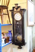 Victorian ebonised Vienna single weight wall clock.