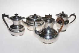 Edwardian silver teapot, London 1901, silver plated teapot, coffee pot and hot water jug (4).