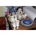 Oriental blue and white vase, Royal Copenhagen, Royal Worcester Arden, Bunnykins, mantel clock, etc.