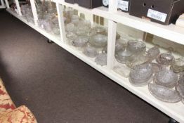 Collection of glass including bowls and servers and collection of glass jugs, vases, coloured glass,