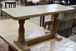 Robert Thompson of Kilburn 'Mouseman' oak refectory coffee table, 44.5cm by 92cm by 37.5cm.