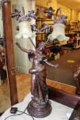 Large figural sculpture table lamp, 75cm.