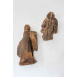 Two antique carved wood religious figures, tallest 27.5cm.