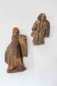 Two antique carved wood religious figures, tallest 27.5cm.