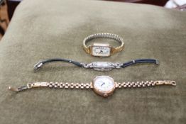 Two 9 carat gold ladies watches and another watch (3)