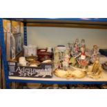 Collection of porcelain including Continental figurines, Victorian porcelain, Crown Ducal,