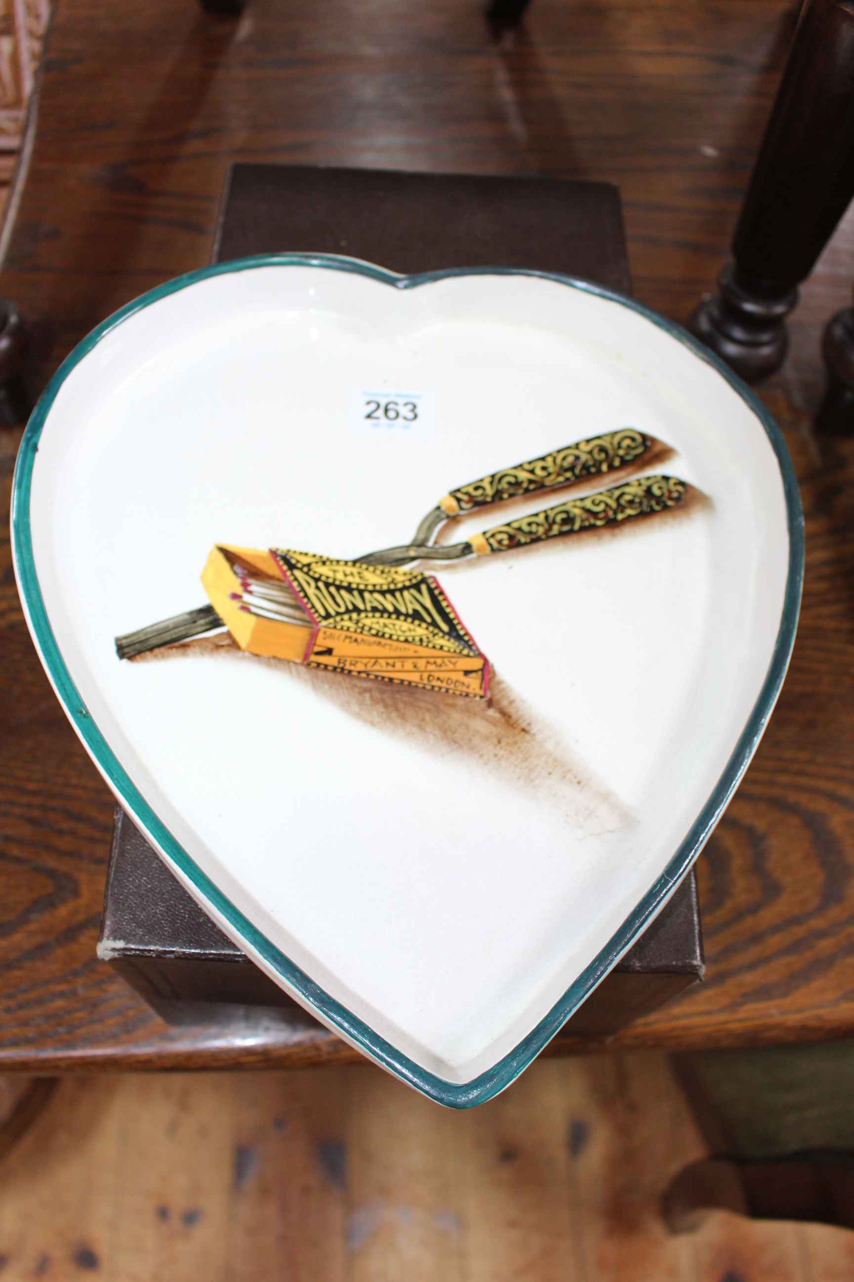 Wemyss Ware heart shaped painted dish, 31cm.