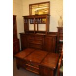 Hampton suite of furniture comprising two door sideboard, pair four drawer pedestal chests,