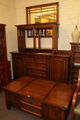 Hampton suite of furniture comprising two door sideboard, pair four drawer pedestal chests,