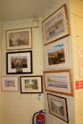 Collection of eight framed local topographical paintings and prints including Saltburn, Whitby,