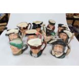 Collection of eleven Royal Doulton character jugs including Tam O'Shanter, Auld Mor and Falstaff.