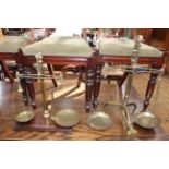 Two sets of W & T Avery brass balance shop scales, one with mechanical lift.