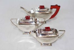 Silver plated Art Deco style tea set.