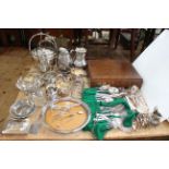 EP wares including canteen. flatware, decanter stand, etc.