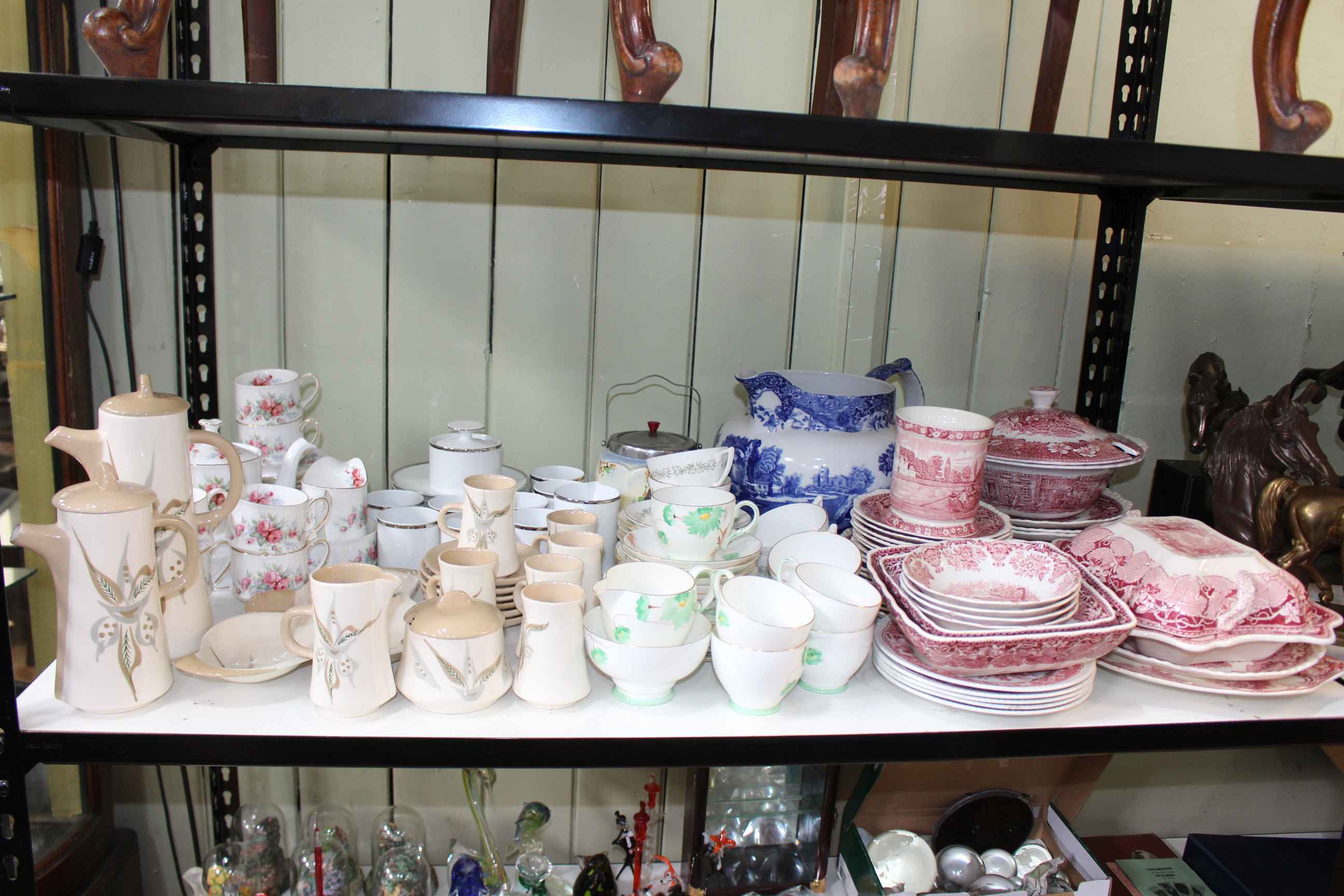 Tea china services including Paragon hand painted and Minton April, Masons and other dinner service,