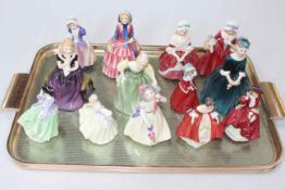 Collection of thirteen small Royal Doulton figures.