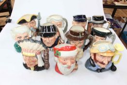 Collection of eleven Royal Doulton character jugs including The Lawyer and Veteran Motorist.