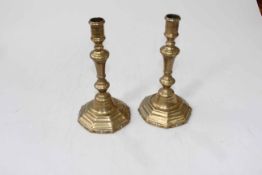 Pair antique brass candlesticks, 23.5cm.