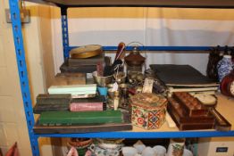 Cased cutlery, barometer, books, lamp, chess pieces, etc.