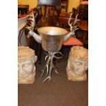 Large stags head ice bucket, 108cm high.