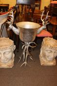 Large stags head ice bucket, 108cm high.