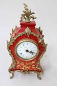 Italian gilt metal mounted inlaid mantel clock with German striking movement, 37cm.