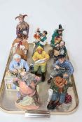 Collection of ten Royal Doulton figures including The Puppet Maker, The Clock Maker and The Jester.