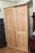 George V pine double door school cupboard, 212cm by 123cm by 52cm.