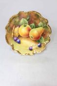 Coalport fruit painted plate by M. Bates, 23cm diameter.