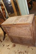 Eastern carved cocktail cabinet with elevating interior (in need or restoration) 76cm by 75.