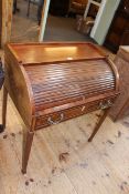 Mahogany and line inlaid roll top bureau, 80cm by 71cm by 46cm.