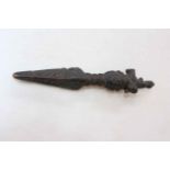 Tibetan/Chinese carved wood Kila Phurba dagger, 30cm length.