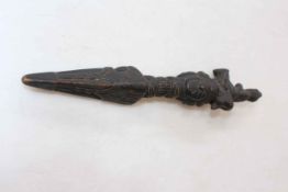 Tibetan/Chinese carved wood Kila Phurba dagger, 30cm length.