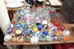 Large collection of glass paperweights.