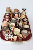 Collection of twenty two Royal Doulton small character jugs including Pickwick whisky ceramics.