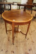 Edwardian mahogany and satinwood inlaid circular occasional table on four square tapering legs