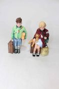 Two Royal Doulton figurines including The Boy Evacuee 3202 and The Girl Evacuee 3203.