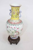 Chinese Republic famille rose two handled Chrysanthemum vase,